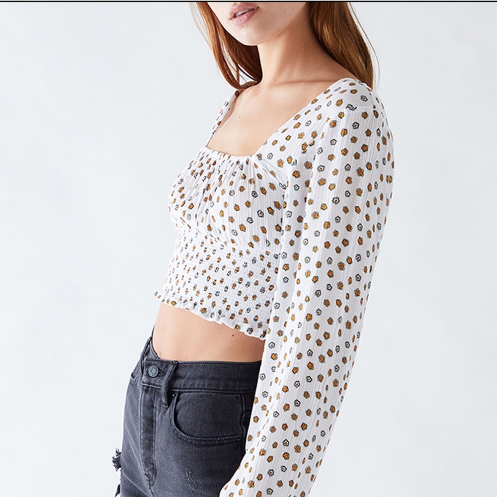 NWT PacSun LA Hearts Floral Long Sleeve Smocked Top